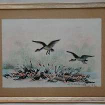 Картина карандаш винтажная Утки (W444), в Москве