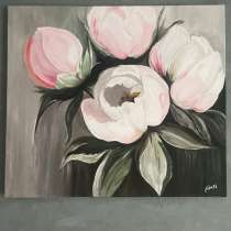 Картина &laquo;Пионы&raquo; акрилом, в Красноярске