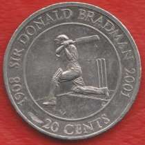 Австралия 20 центов 2001 г. Дональд Брэдман, в Орле