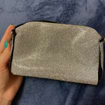 Вечерняя сумка клатч со стразами (серебристая), в Москве