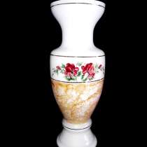 Винтажная ваза молочное стекло, ручная роспись. Цветы, розы, в Москве