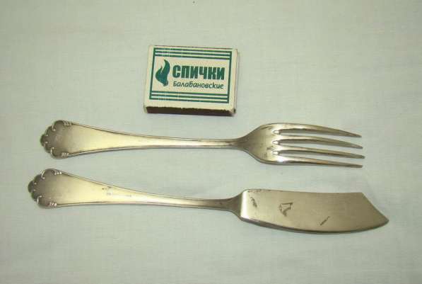 Вилка и нож-лопатка для рыбы старинные (U081) в Москве фото 3