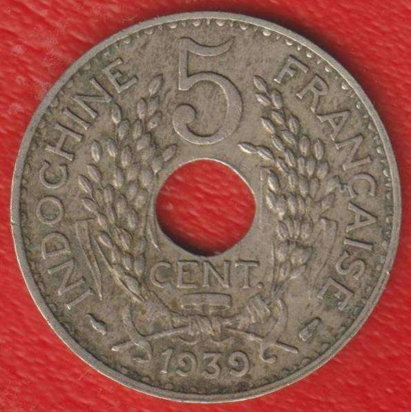 Индокитай Французский 5 центов 1939 г. в Орле