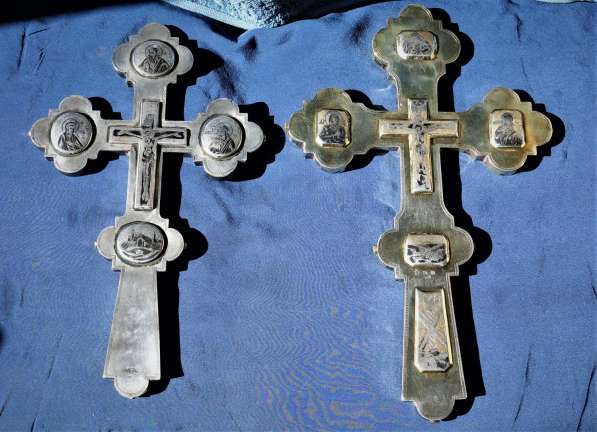 Пара старинных напрестольных крестов. Серебро «84». XIХ век в Санкт-Петербурге фото 9