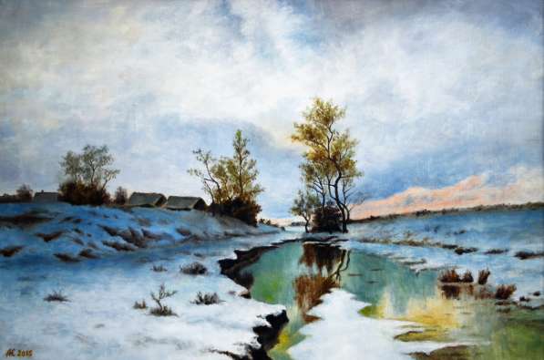 Картина маслом "Закат зимы"