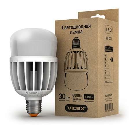 Светодиодная лампа (LED) Videx A80 30W E27 6000K 220V матова