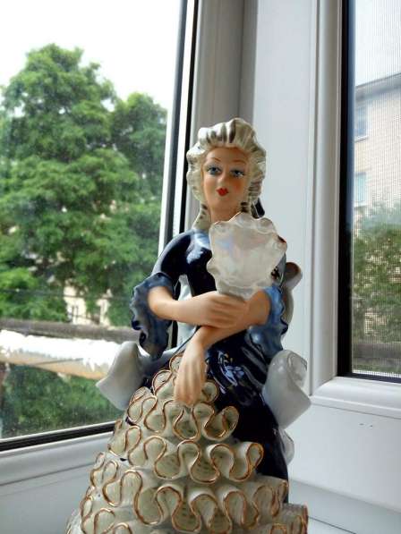 Редкая статуэтка Дама с зеркалом, кобальт, клеймо, оригинал в фото 8