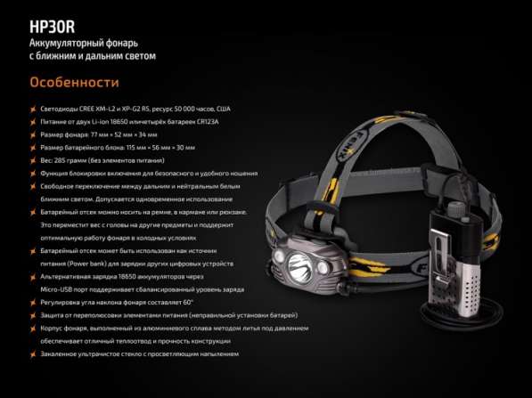 Fenix Налобный аккумуляторный фонарь Fenix HP30R в Москве фото 8