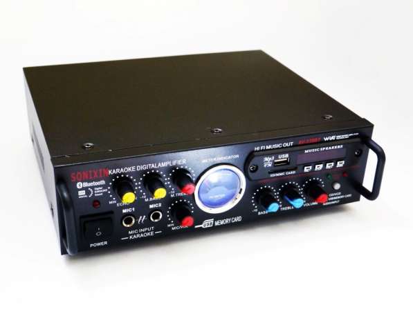 Усилитель звука Sonixin AV-339BT + USB + КАРАОКЕ 2микрофона