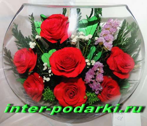 Композиции из настоящих алых роз в Москве фото 5