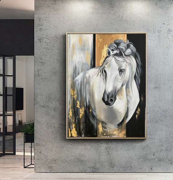 Авторская картина «Белая лошадь Апрель»