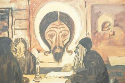 Бучкин П.Д., акварель «В монастыре».1916 в Санкт-Петербурге фото 5