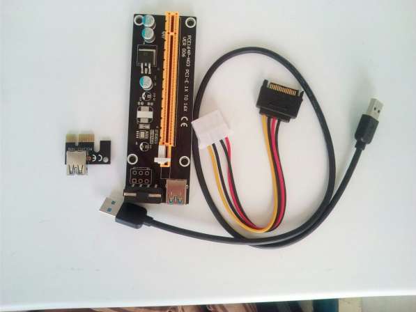 Райзер riser PCI-E x1-x16 60см доп питание molex в Красноярске фото 8