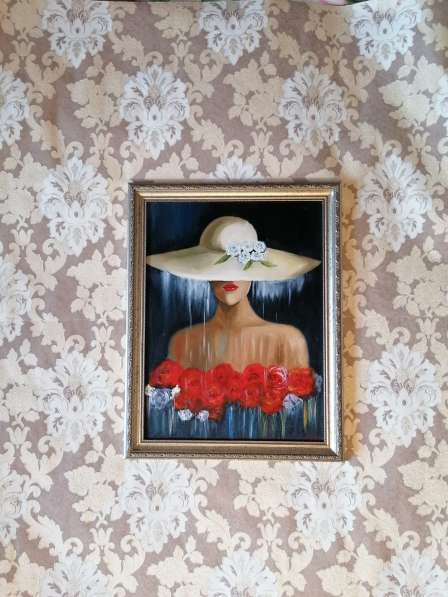 Картина маслом интерьерная Дама в шляпе (фея дождя) живопись в Москве фото 4