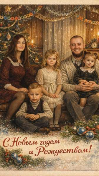 Новогодняя Рождественская открытка с вашим фото