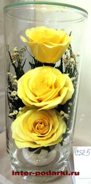 Розы кремовые и желтые в вазах из стекла в Москве фото 14