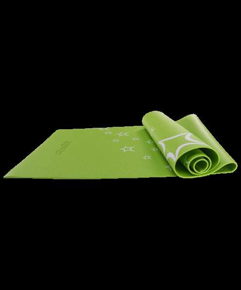 Коврик для йоги FM-102 PVC 173x61x0,5 см, с рисунком, зеленый в Сочи