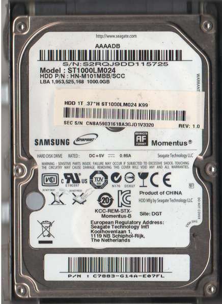Продается жесткий диск 1000Gb (1Tb) для ноутбука SEAGATE: ST