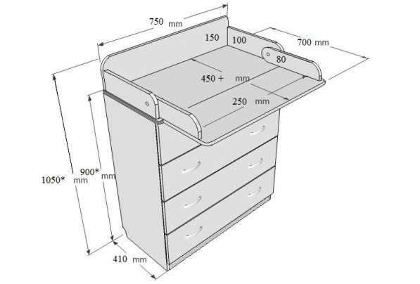 Комод с пеленальным столиком чертеж