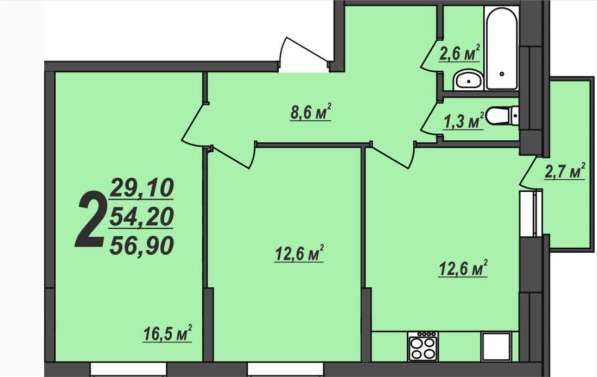 Продам двухкомнатную квартиру в Тверь.Жилая площадь 56,90 кв.м.Этаж 12. в Твери фото 12