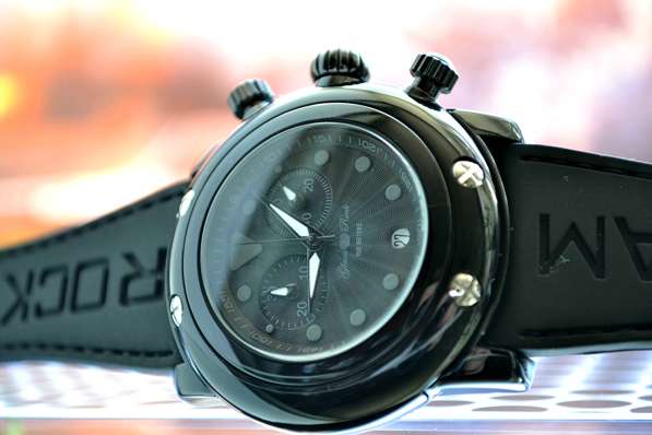 Брутальные, черные часы-хронограф Glam Rock в Рязани фото 9