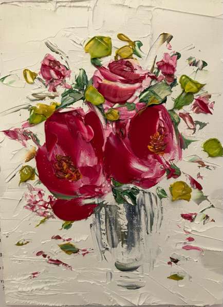 Картина малом Цветы Мастихином