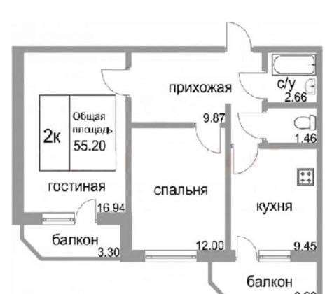 Продам двухкомнатную квартиру в Краснодар.Жилая площадь 55,20 кв.м.Этаж 1.Дом панельный.