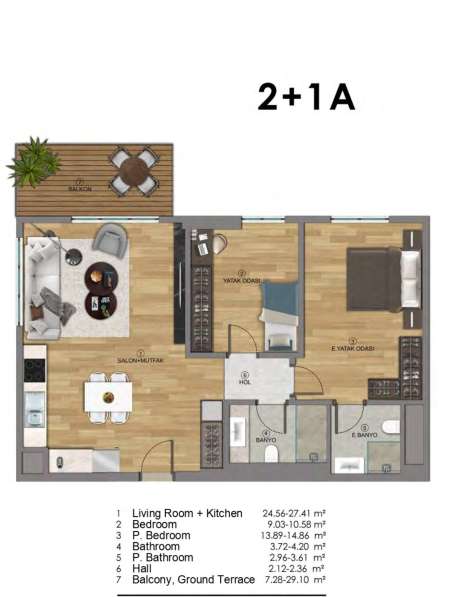 3-к. квартира 90м² Турция, Анталья, Алтынташ