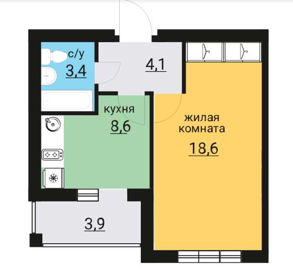 Отличная 1-комн. квартира, г. Среднеуральск, новый дом-сдан в Екатеринбурге фото 5