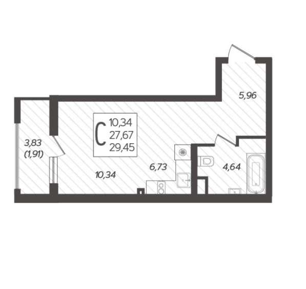 Квартира-студия, 29,45 кв. м в Краснодаре фото 9
