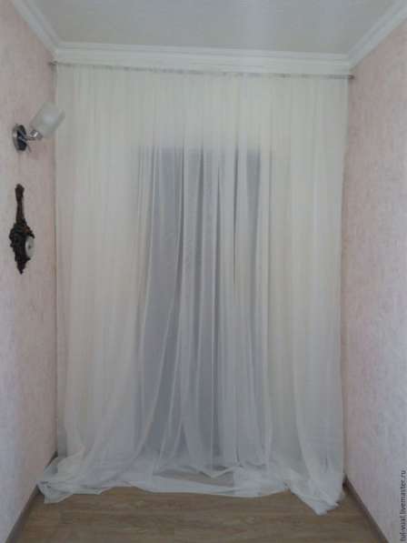 Перекрестные шторы из белоснежной вуали в Москве фото 4