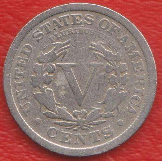 США 5 центов 1910 г. без знака мондвора Филадельфия
