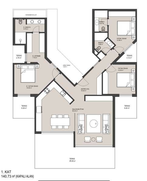 3-квартира 140м² Турция, Бодрум в фото 10
