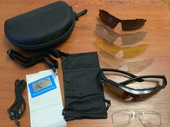 Солнцезащитные очки, 5 линз, с чехлом, спортивные антиблико в фото 3