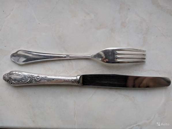 Десертная вилка и нож, серебро, 875 проба в Москве фото 6