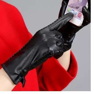 Женские кожаные сенсорные перчатки