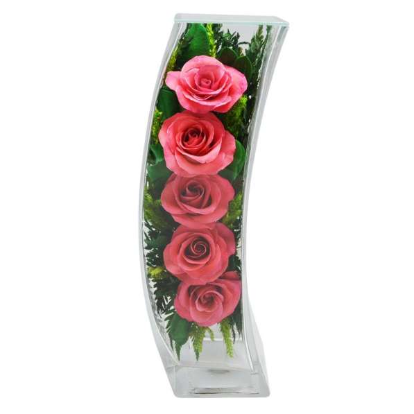 Розовые розы натуральные в вазах из стекла в Москве фото 3