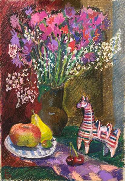 Натюрморт масляной пастелью