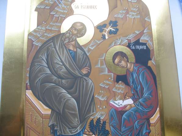 Икона храмовая. Евангелист Иоан и Прохор. На золоте в Москве фото 4