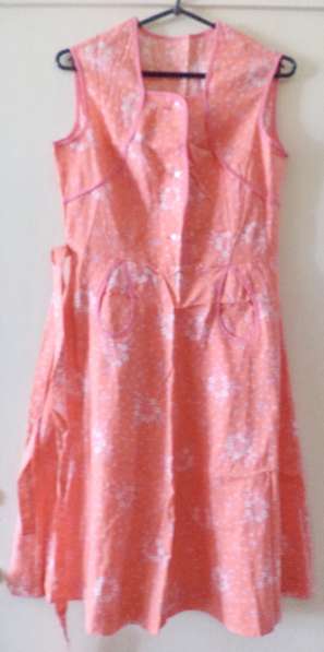 Платье ситцевое с пояском, розовое, примерно на р.42-44