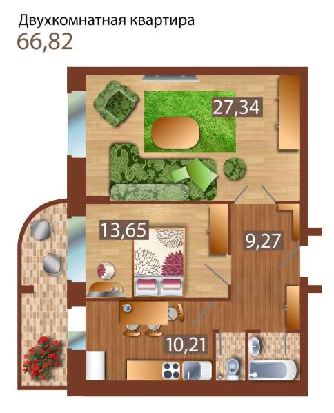 Большая двухкомнатная Нарымский квартал метро недорого в Новосибирске