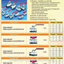 Шаровые краны муфтовые латунные 1/2, 3/4 дюйма с ручкой, в Чебоксарах