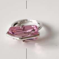 Кольцо с розовым цирконом серебро 925 пробы, в Москве