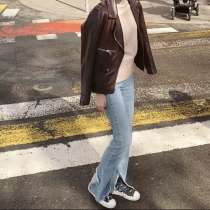 Натуральная кожаная куртка (цвет темно-баклажановый), в Москве